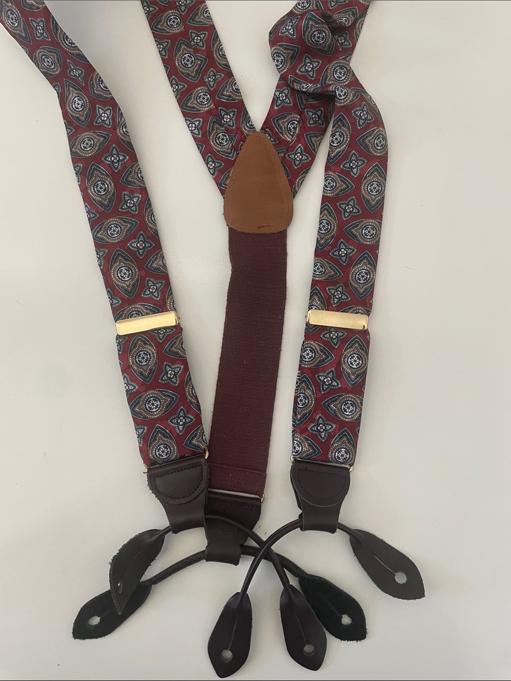 Men's Red Patterned Suspenders.